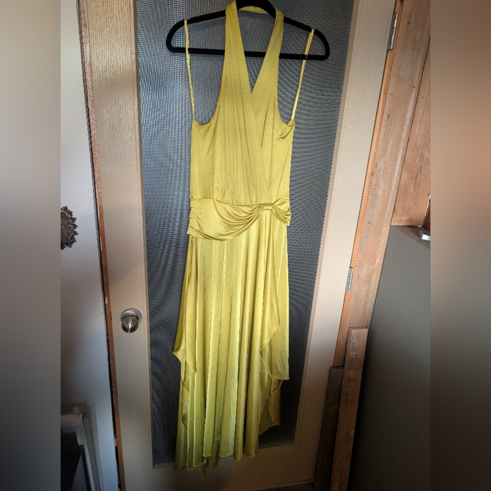 BCBGMaxAzria Chartreuse High Low Dress